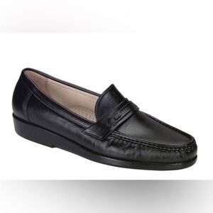 SAS Ace Black Genuine Leather Loafers Slip-On Shoes 10